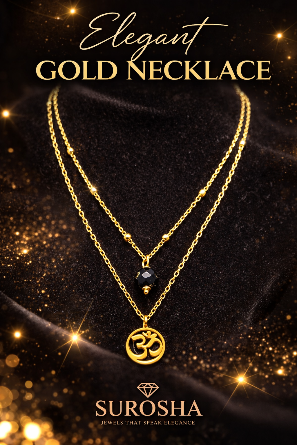 SuRosha Crimson Ogri Duo Necklace – dubbele ketting met zwarte Ogri Ai kraal en Ohm bedel