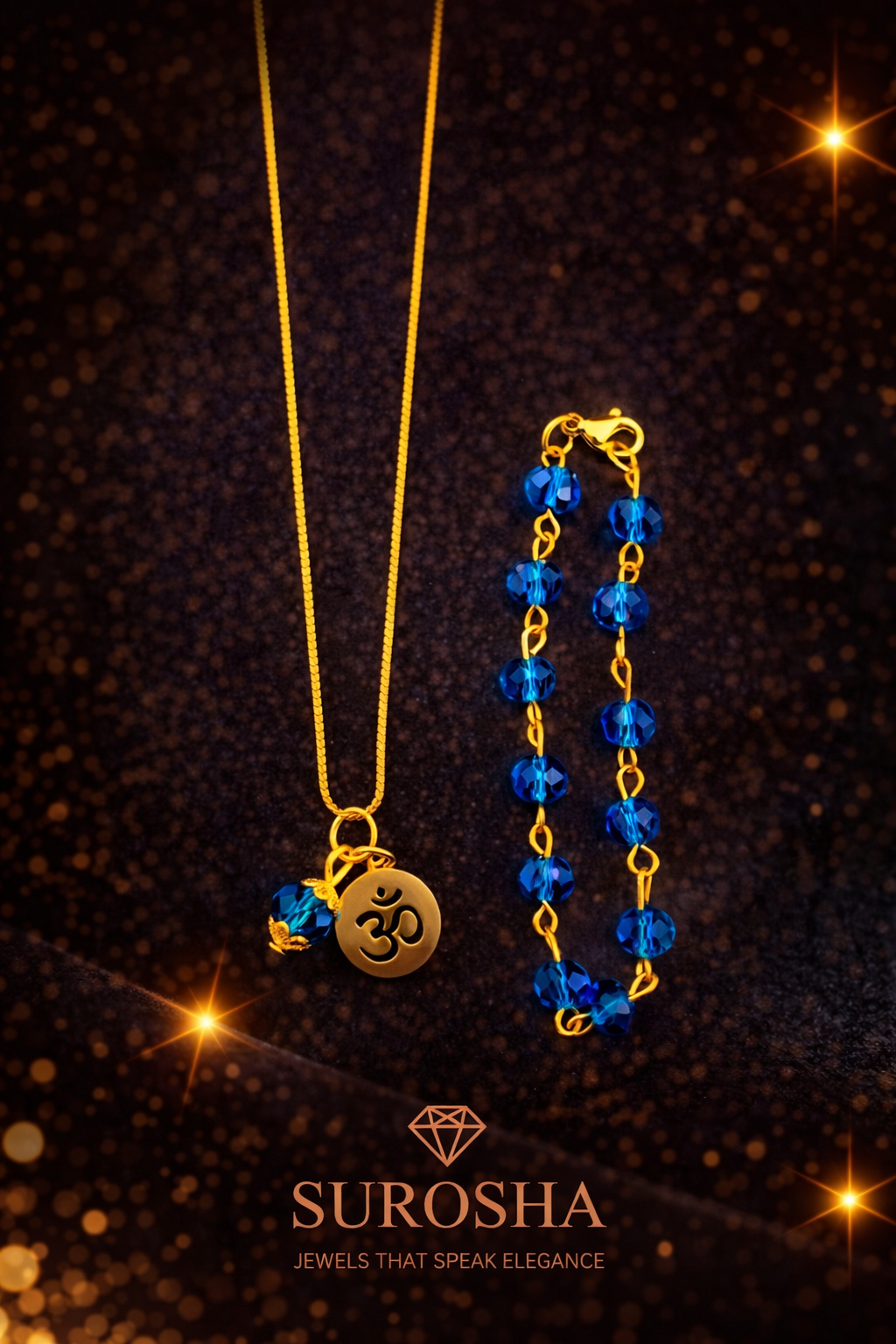 Baby & Kind Set – Blauwe Ogri Ai Kralen met Ohm Bedel