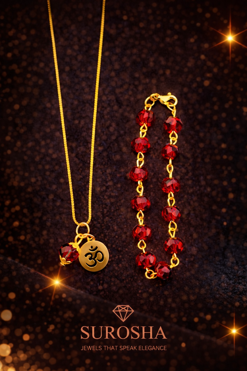 Baby & Kind Set – Rode Ogri Ai Kralen met Ohm Bedel