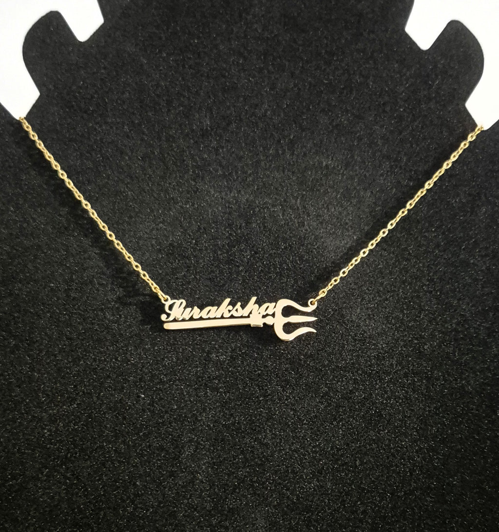Naamketting met Trishul – Goud Stainless Steel