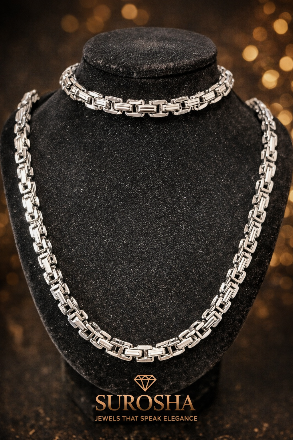 SuRosha Koningsschakel Ketting & Armband Set – Zilver en Goud – 60 cm