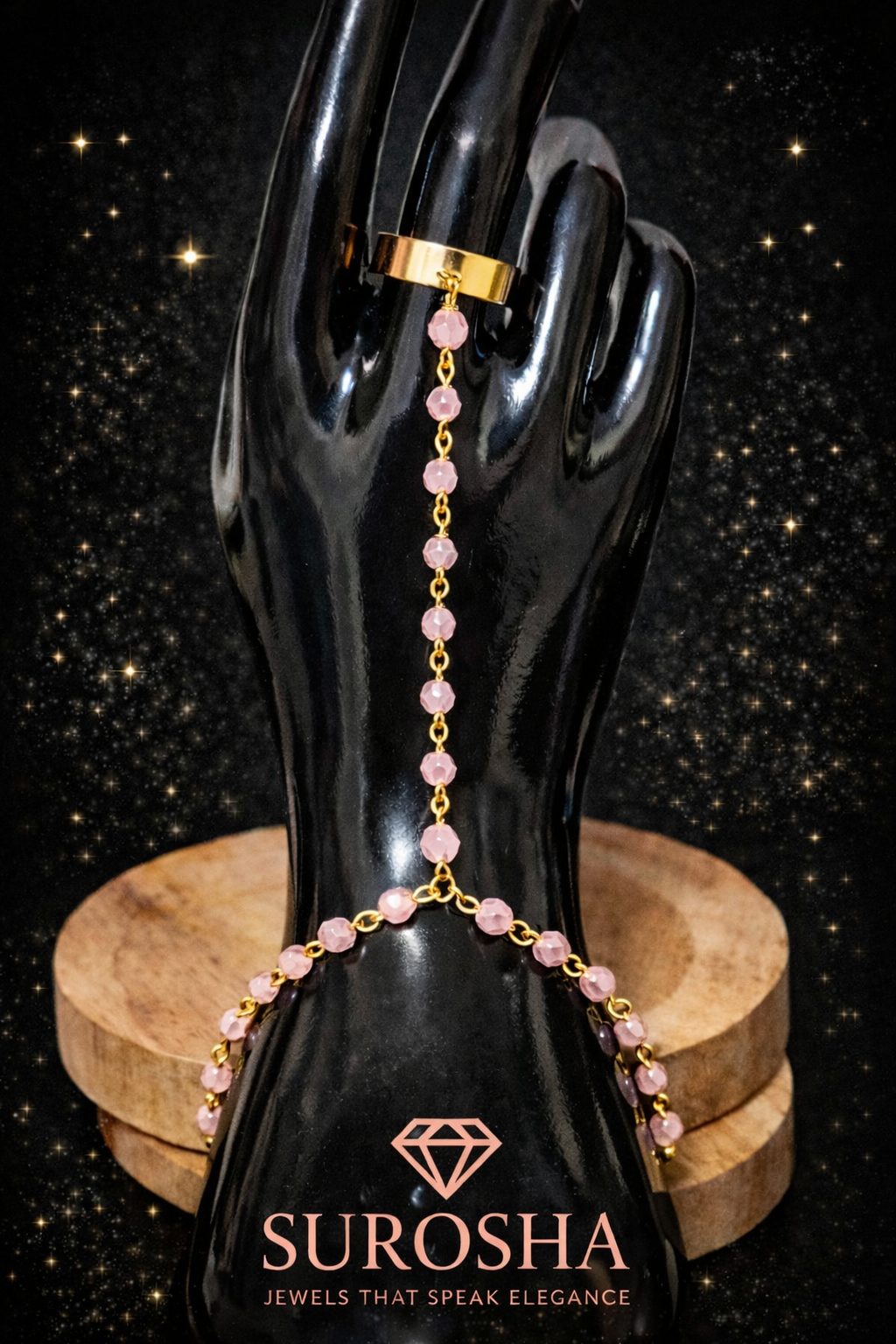 SuRosha Pastel Rose Hand Chain – Ring Armband