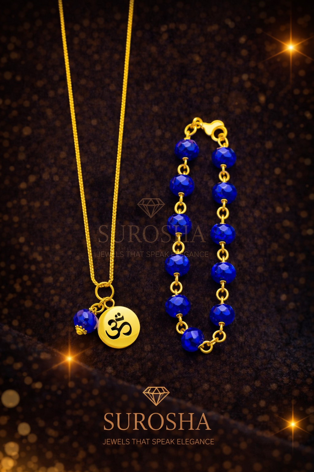 Baby & Kind Set – Donkerblauwe Ogri Ai Kralen met Ohm Bedel