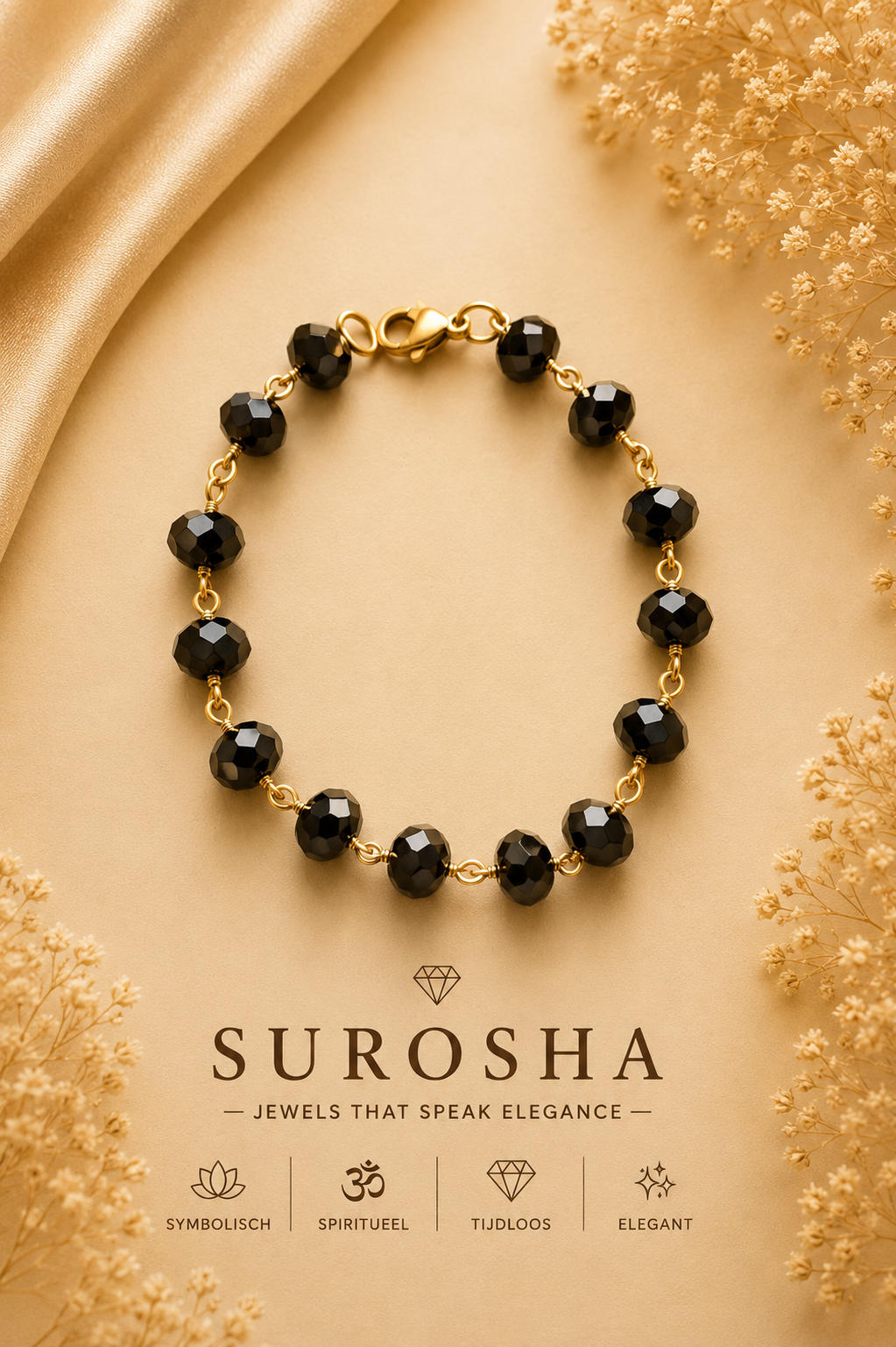 SuRosha Zwarte Ogri Ai Kralen Armband