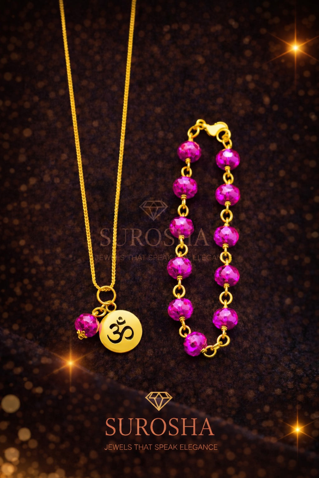 Baby & Kind Set – Fuchsia roze Ogri Ai Kralen met Ohm Bedel