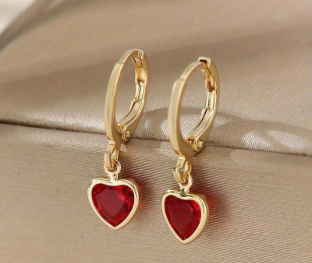 Dames Oorringen Goud – Hartvormige Steen