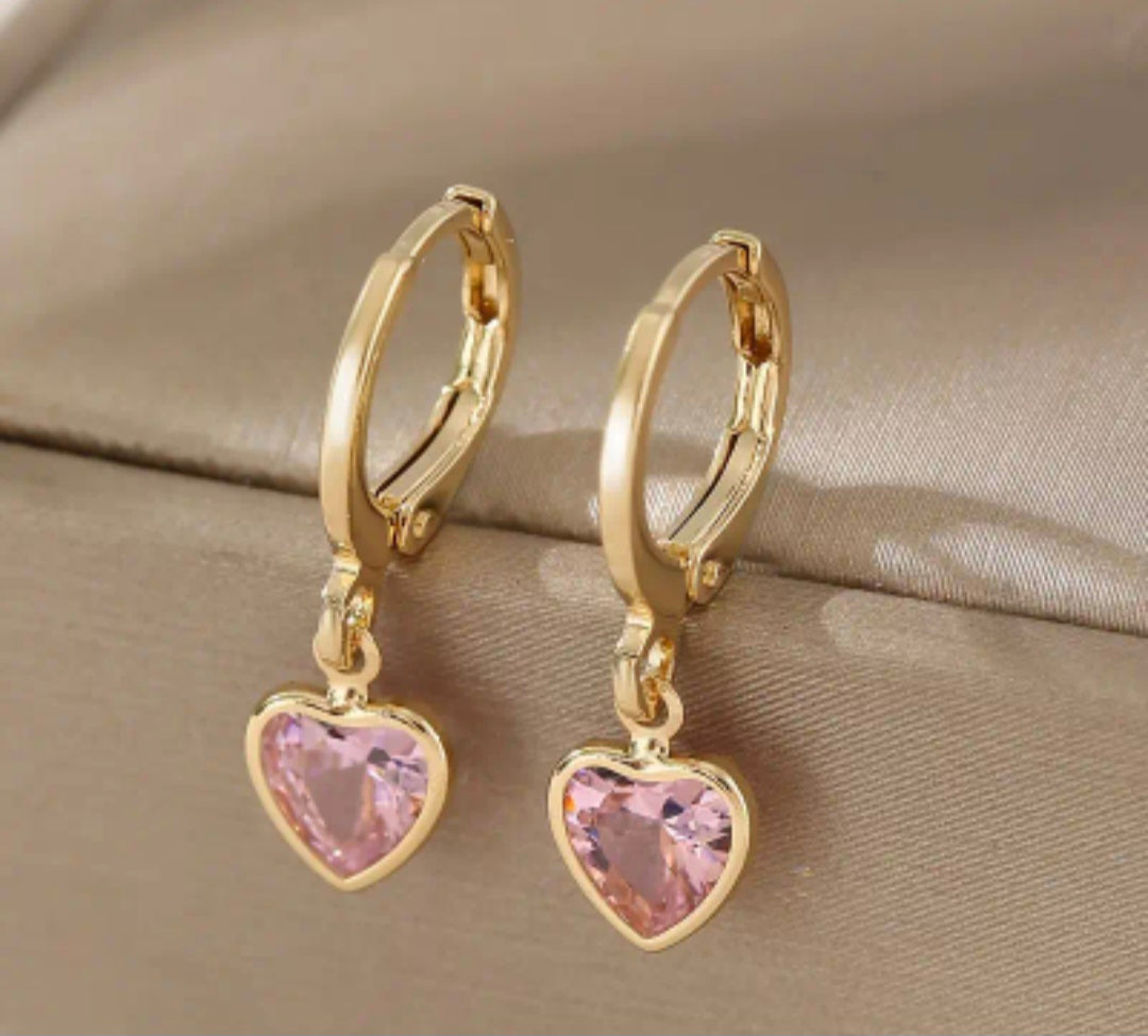 Dames Oorringen Goud – Hartvormige Steen