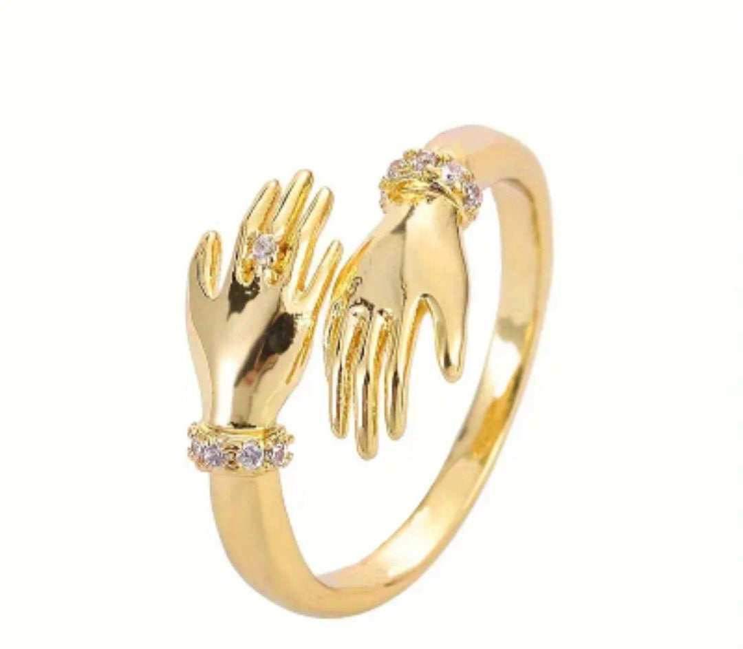 "4-Ever" damesring met handdesign en fonkelende accenten