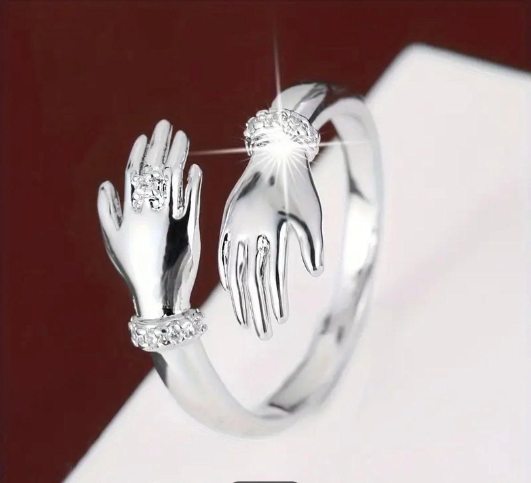 "4-Ever" damesring met handdesign en fonkelende accenten