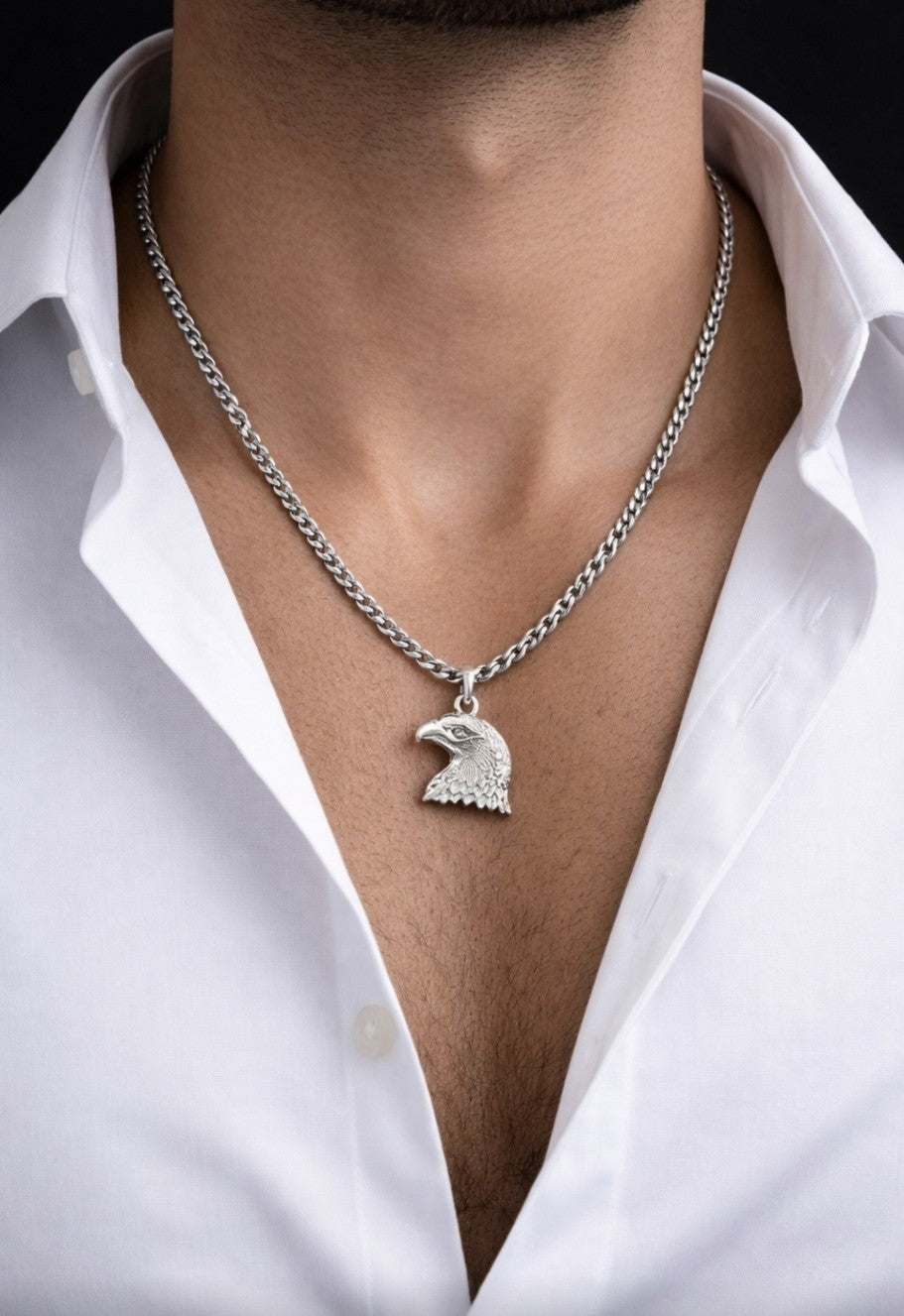 SuRosha Zilverkleurige RVS Ketting met Adelaar Bedel