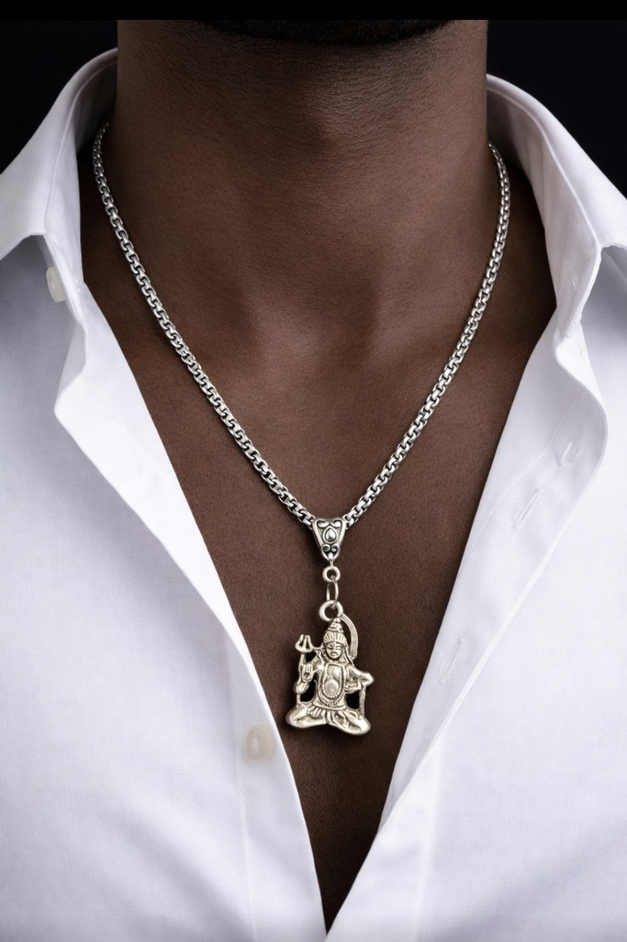 SuRosha Zilverkleurige RVS Ketting met Shiva Bedel