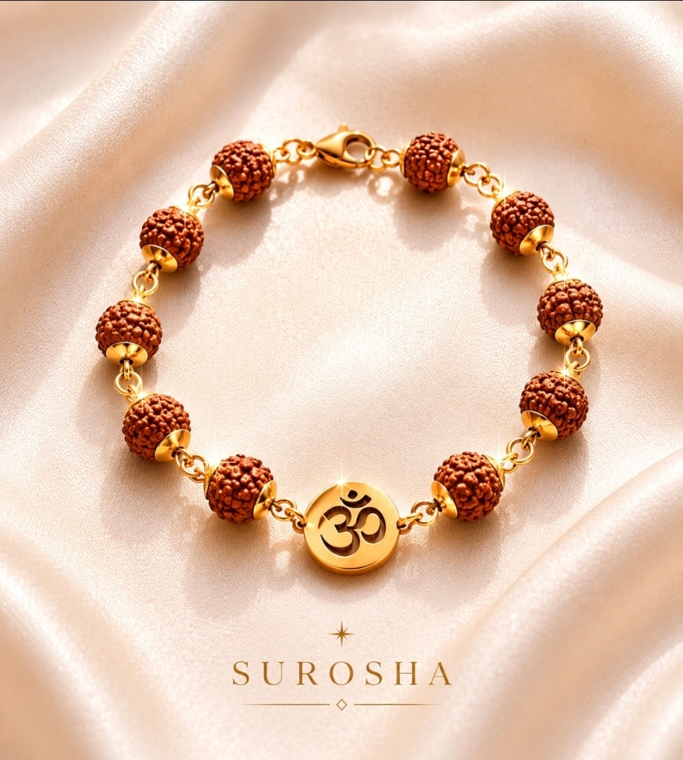 SuRosha OHM Armband met Rudraksha Kralen – Dames & Heren