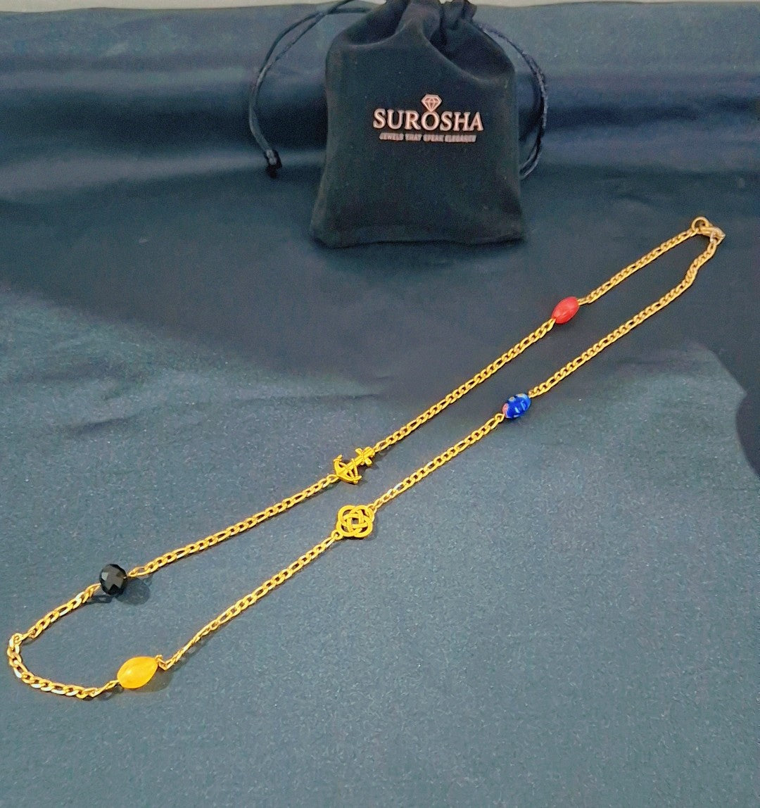 SuRosha Alakondre schakelketting met Alakondre kralen, bedels en zwarte Ogri Ai kraal