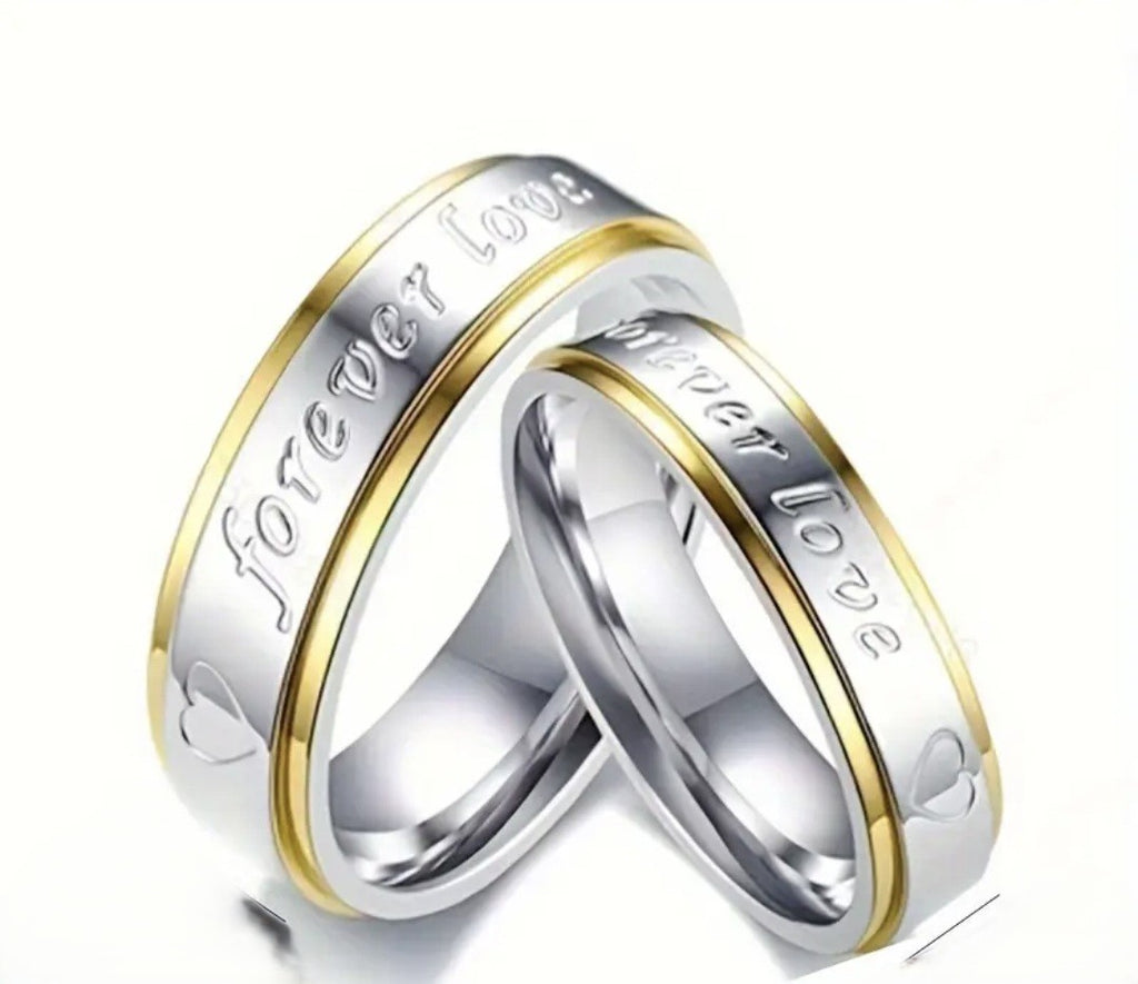 Koppelsringen – Zilver & Goud met Gravure “Forever Love” (PRIJS PER RING)