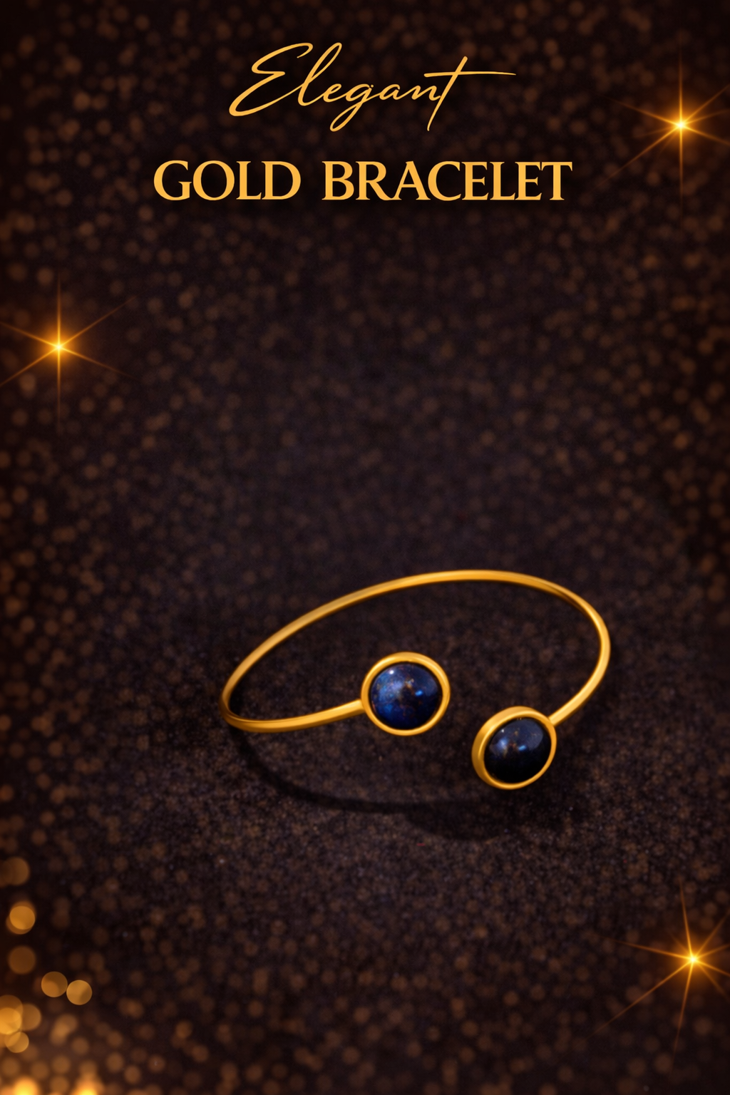 SuRosha Gold Black Onyx steen Bracelet – Verstelbare Open Armband