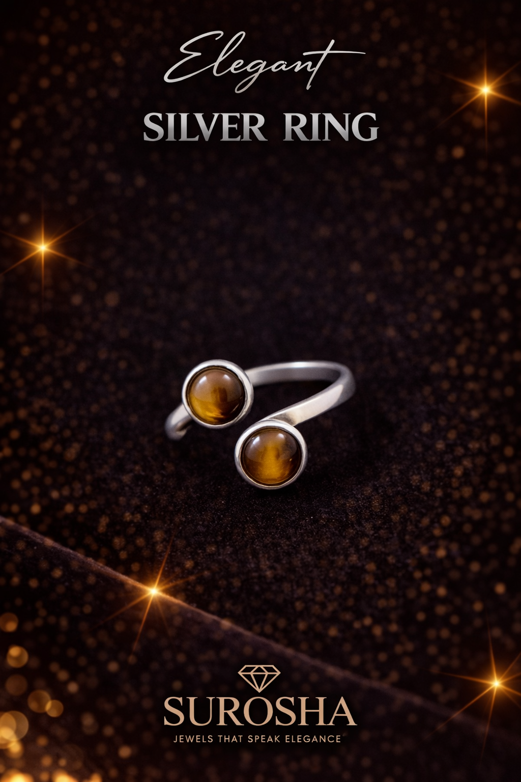 SuRosha Silver Tiger Eye Ring – Handgemaakte RVS Ring met Tijgeroog Steen