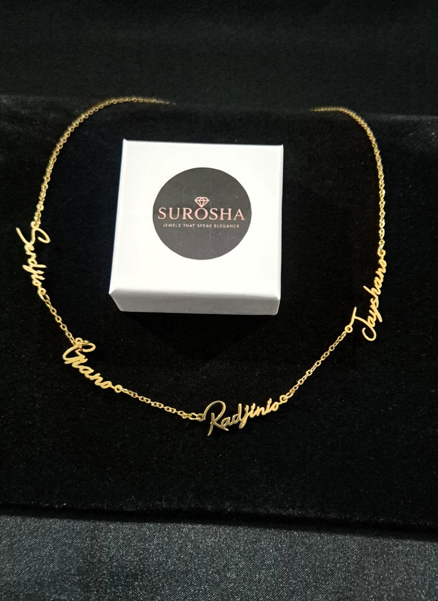SuRosha Gepersonaliseerde Meernamen Ketting – Familie & Loved Ones ( Goud/Zilver)